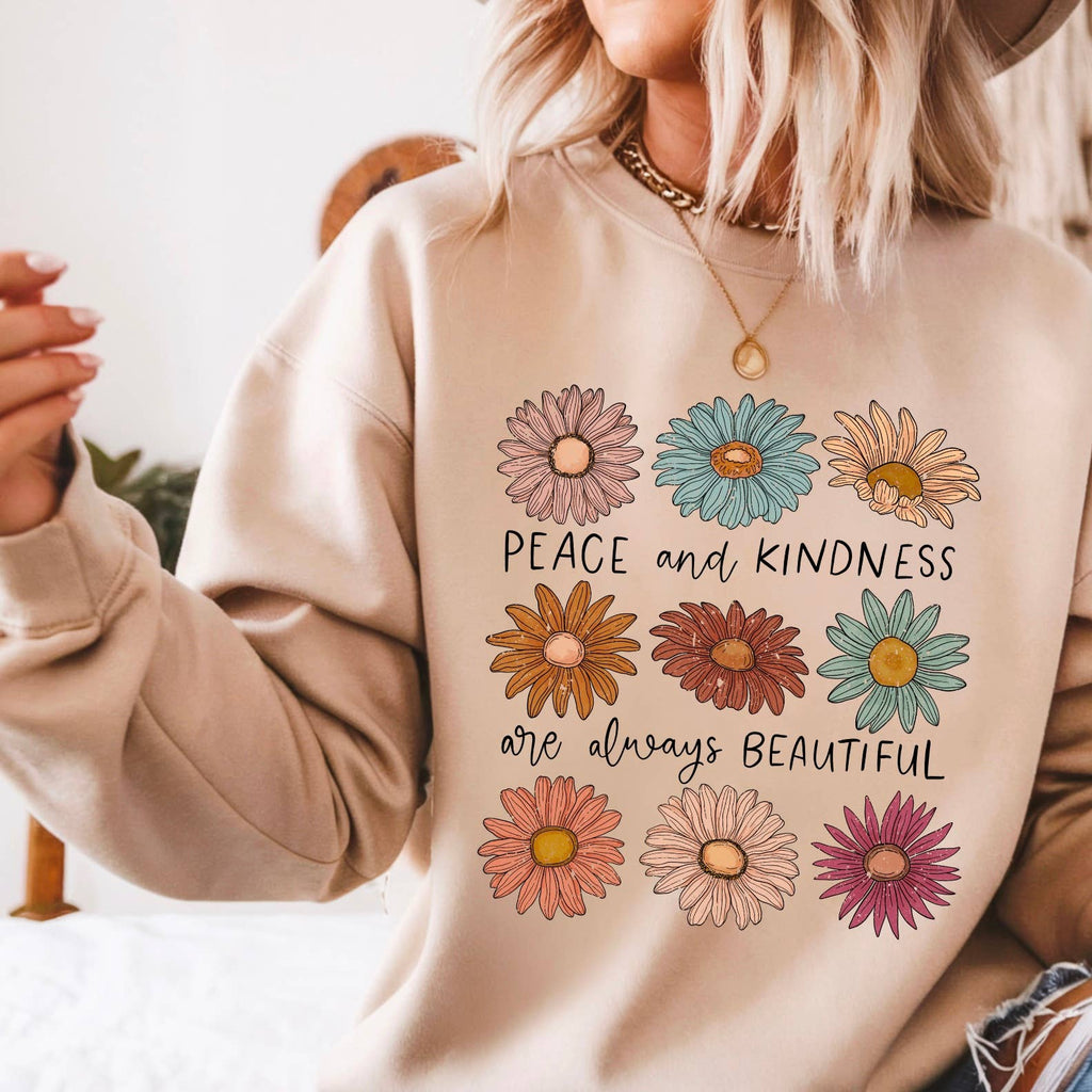 Peace and Kindness Floral Spring 2025 Graphic - Adult & Kids T-Shirts, Sweatshirts & Hoodies apparel design preview 1