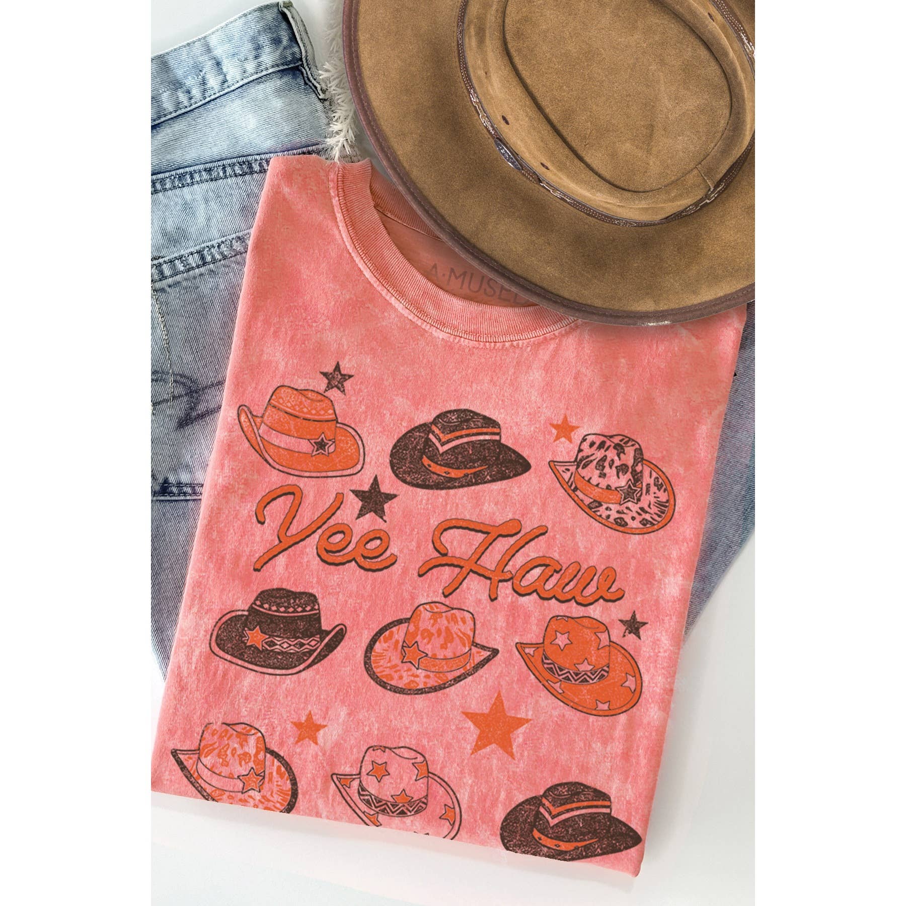 Yee Haw Cowboy Hat Vintage Mineral Wash - Adult & Kids T-Shirts, Sweatshirts & Hoodies apparel design preview 1