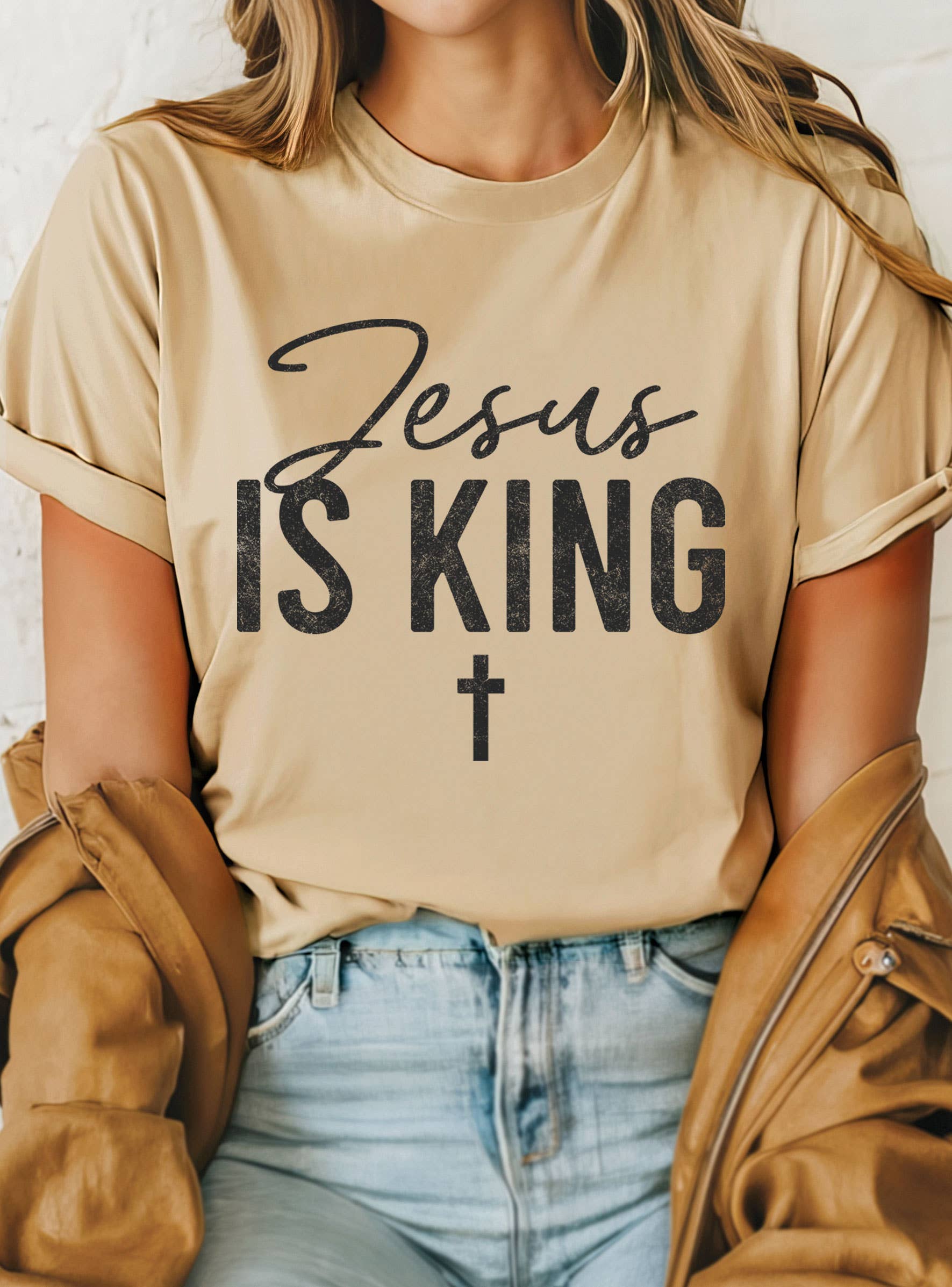Jesus Is King Cross Graphic - Adult & Kids T-Shirts, Sweatshirts & Hoodies apparel design preview 1