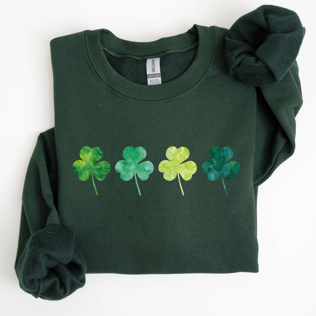 Watercolor Shamrocks in A Row, St Patrick's Day - Adult & Kids T-Shirts, Sweatshirts & Hoodies apparel design preview 1