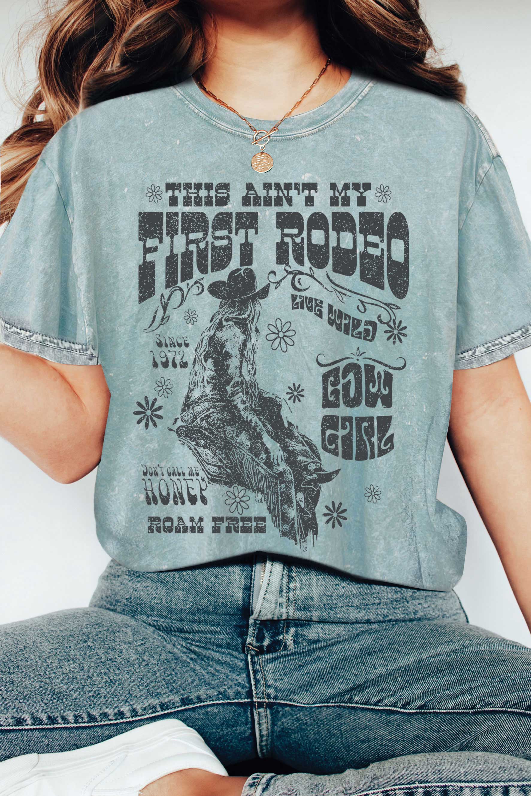 This Aint My First Rodeo Cowgirl Graphic - Adult & Kids T-Shirts, Sweatshirts & Hoodies apparel design preview 1