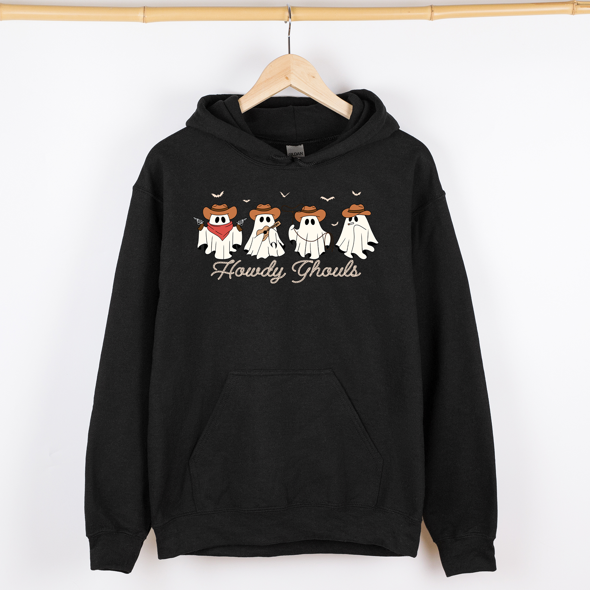 Howdy Ghouls, Cowboy Ghosts Western Halloween Graphic - Adult & Kids T-Shirts, Sweatshirts & Hoodies apparel design preview 1