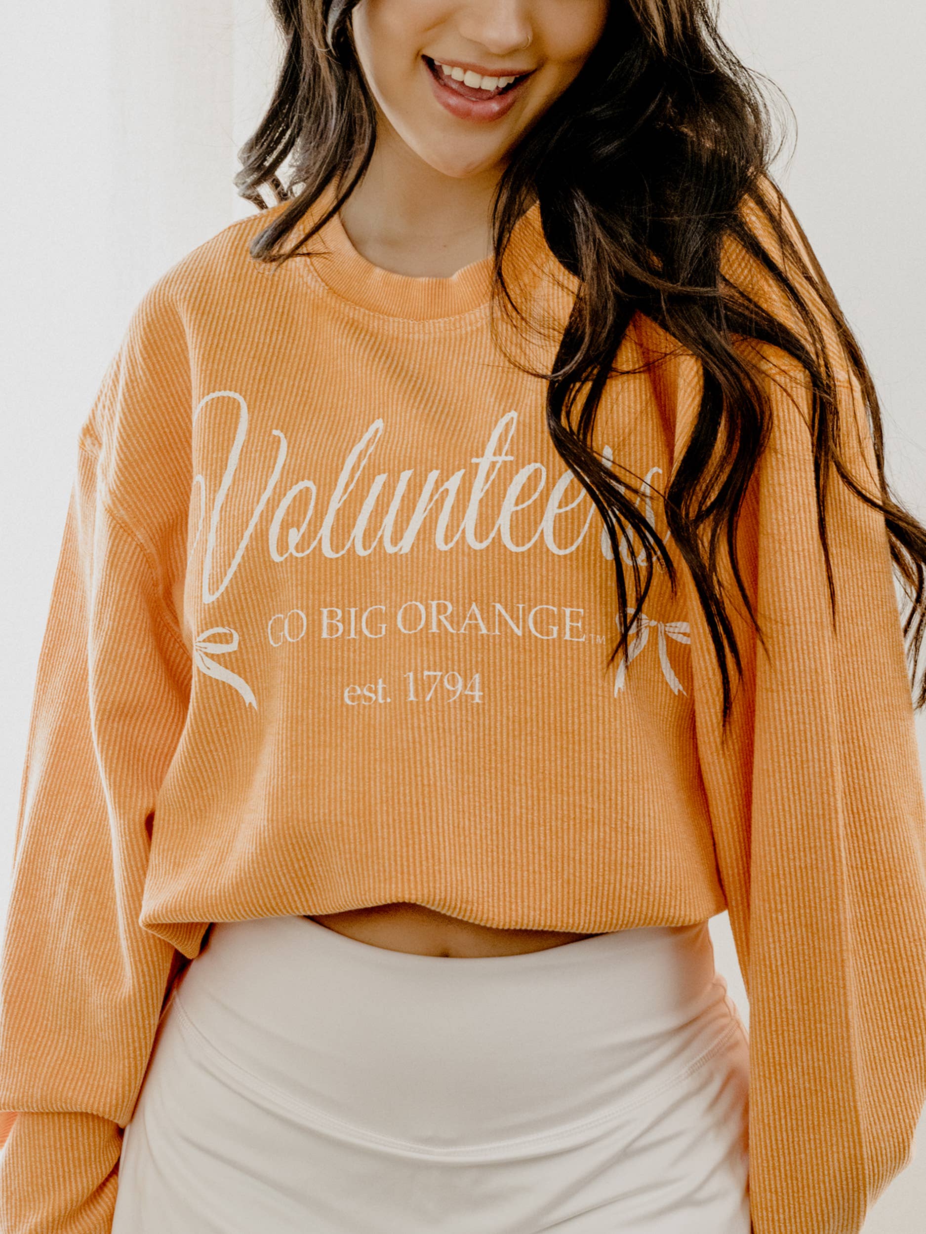 Tennessee Vols Established Bow Orange Corded Crew - Adult & Kids T-Shirts, Sweatshirts & Hoodies apparel design preview 1