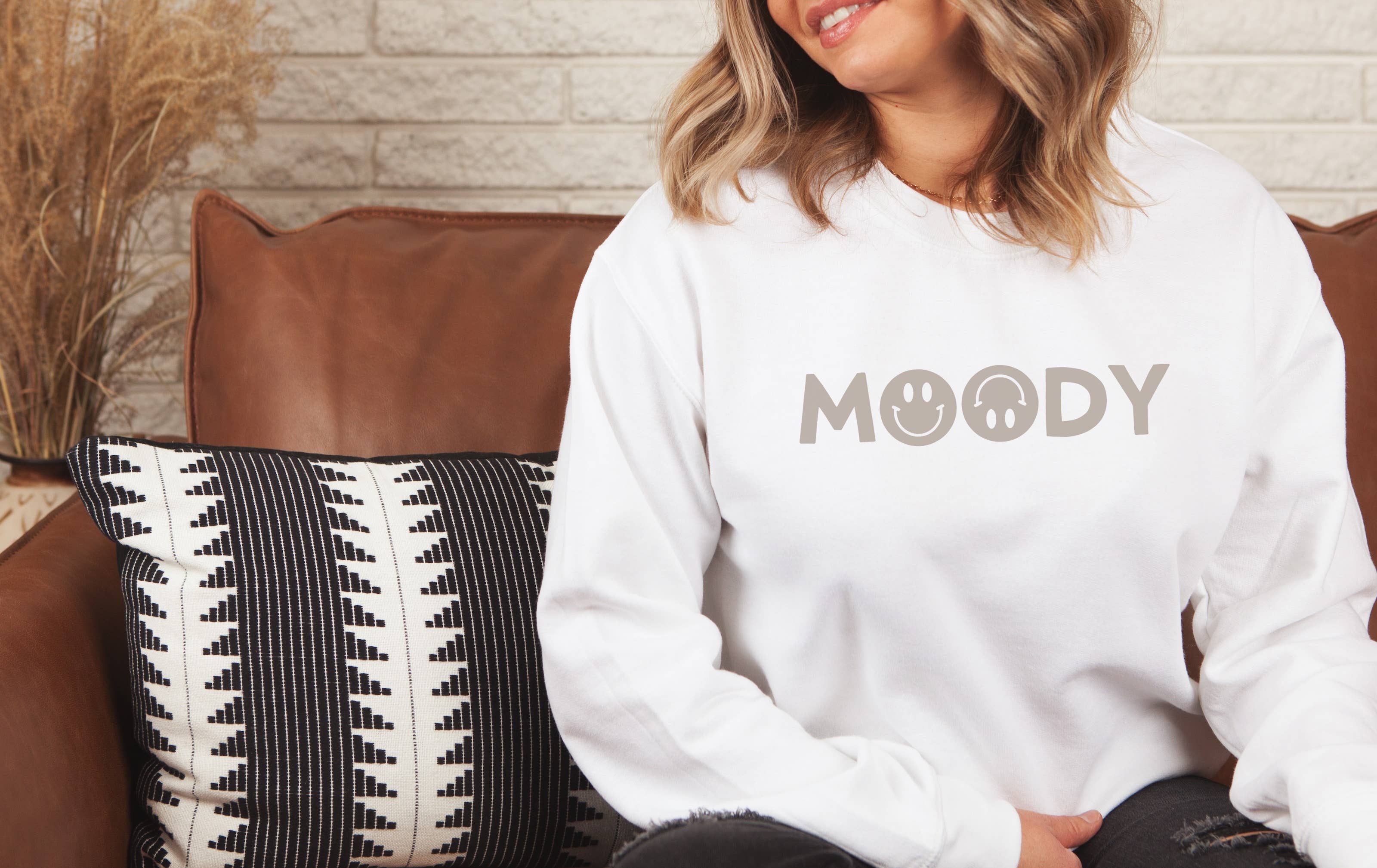 Moody Happy Face Crew Neck - Adult & Kids T-Shirts, Sweatshirts & Hoodies apparel design preview 1