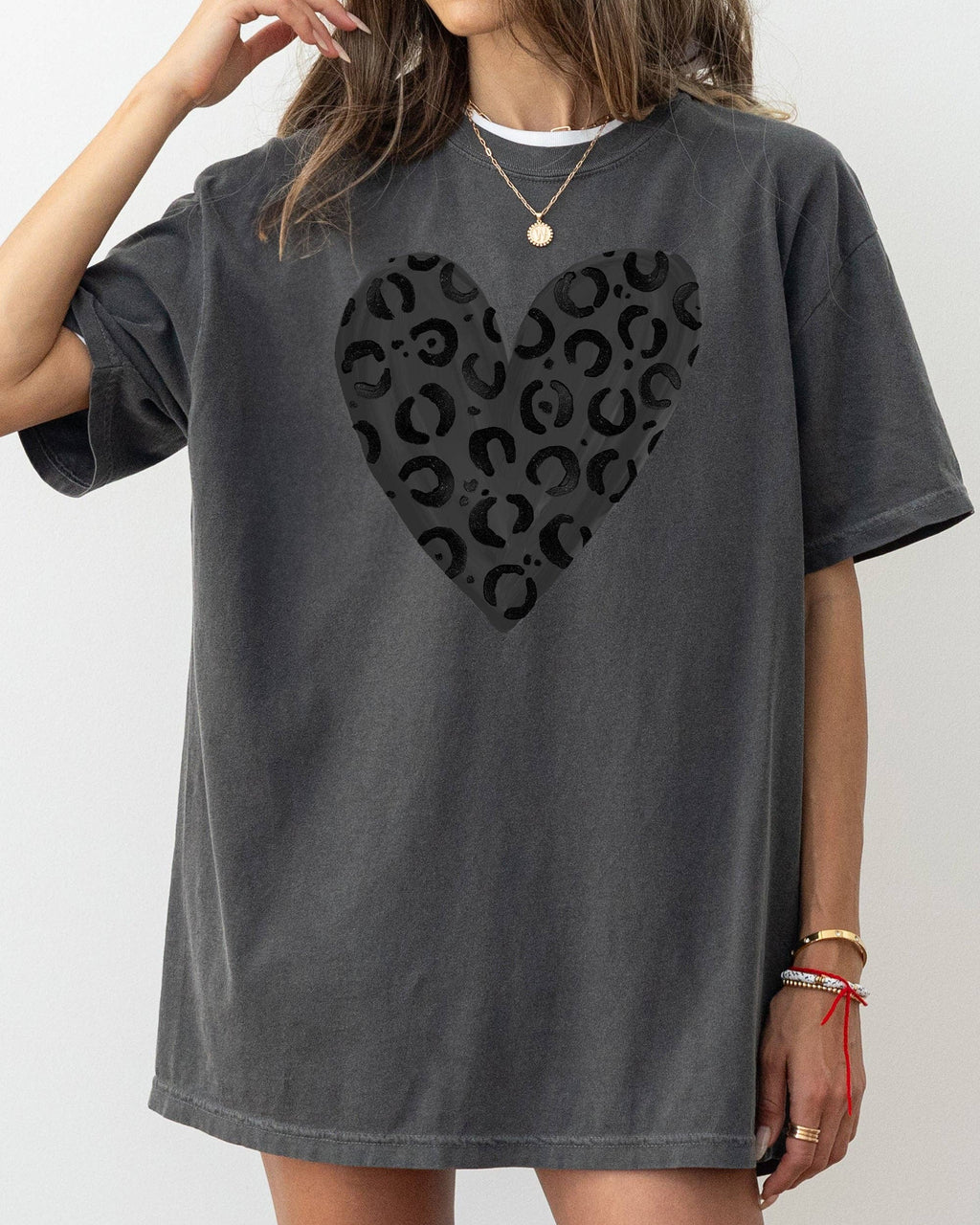 Glittery Black Leopard Print, Valentine's Day - Adult & Kids T-Shirts, Sweatshirts & Hoodies apparel design preview 1