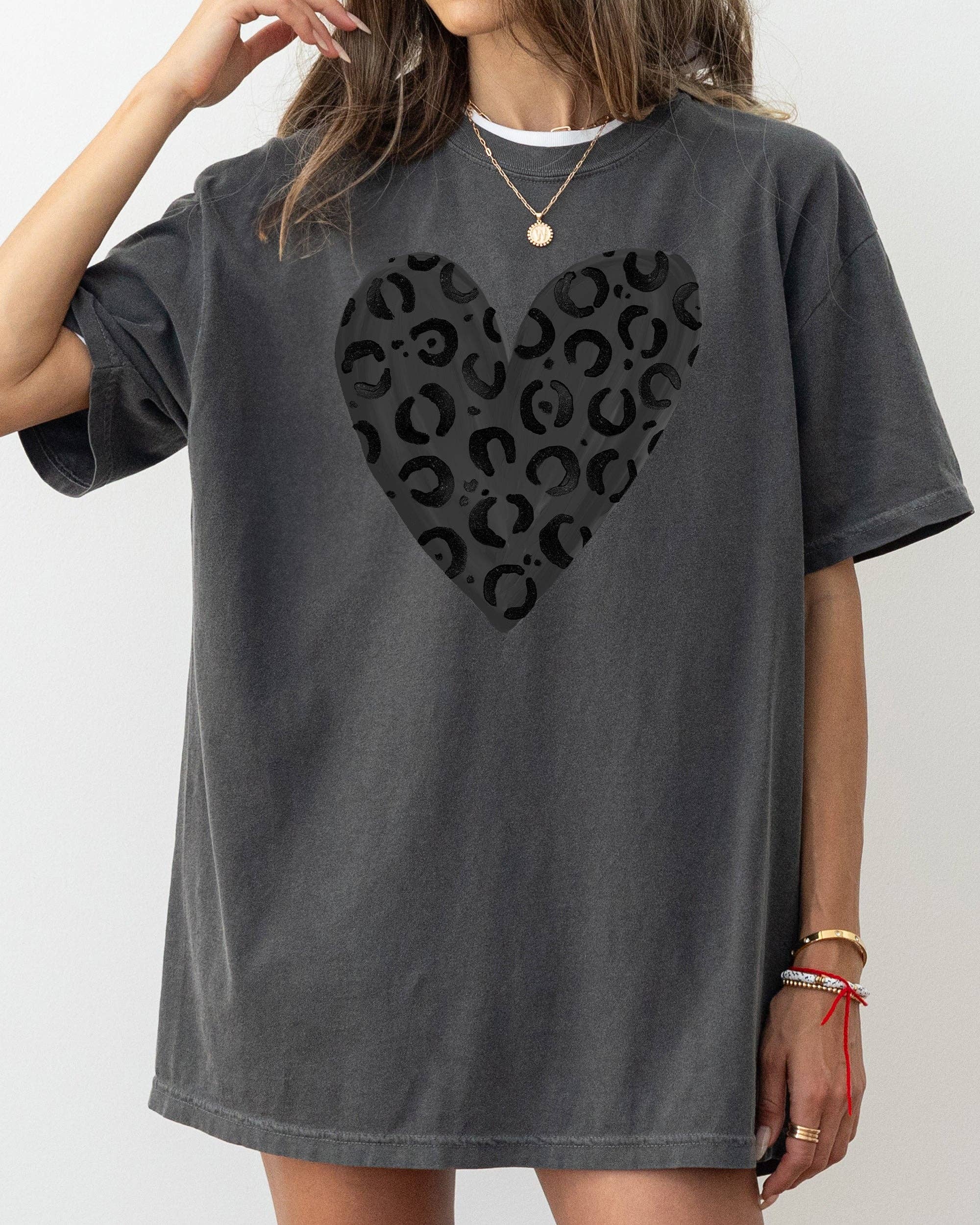 Glittery Black Leopard Print, Valentine's Day - Adult & Kids T-Shirts, Sweatshirts & Hoodies apparel design preview 1