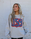 4th of July USA Monogram Sand Thrifted Graphic - Adult & Kids T-Shirts, Sweatshirts & Hoodies apparel design preview 1