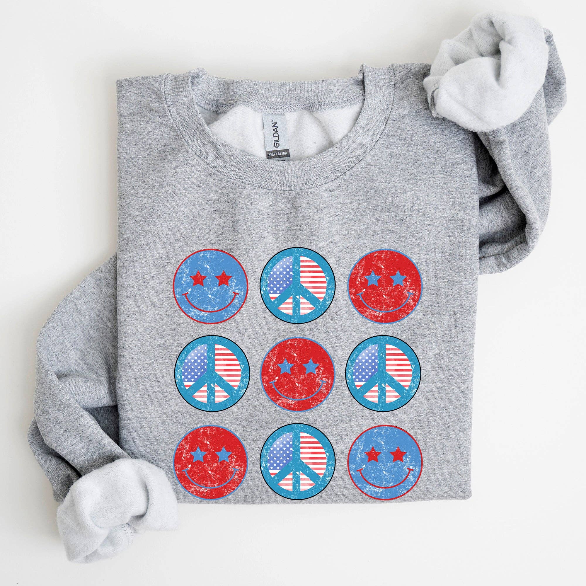 Retro Patriotic Smiley, Flag, America, Peace, - Adult & Kids T-Shirts, Sweatshirts & Hoodies apparel design preview 1