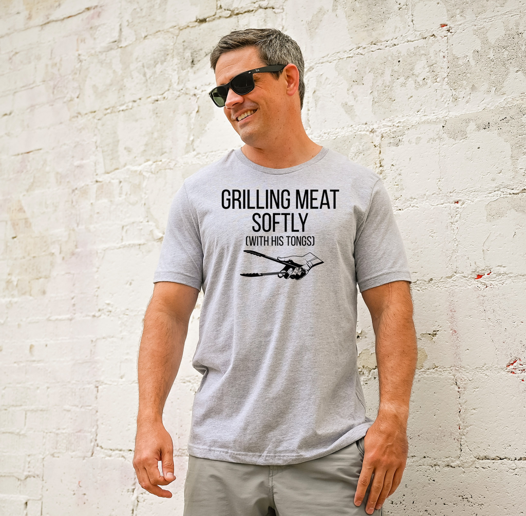 Grilling Meat Softly with His Tongs - Adult & Kids T-Shirts, Sweatshirts & Hoodies apparel design preview 1