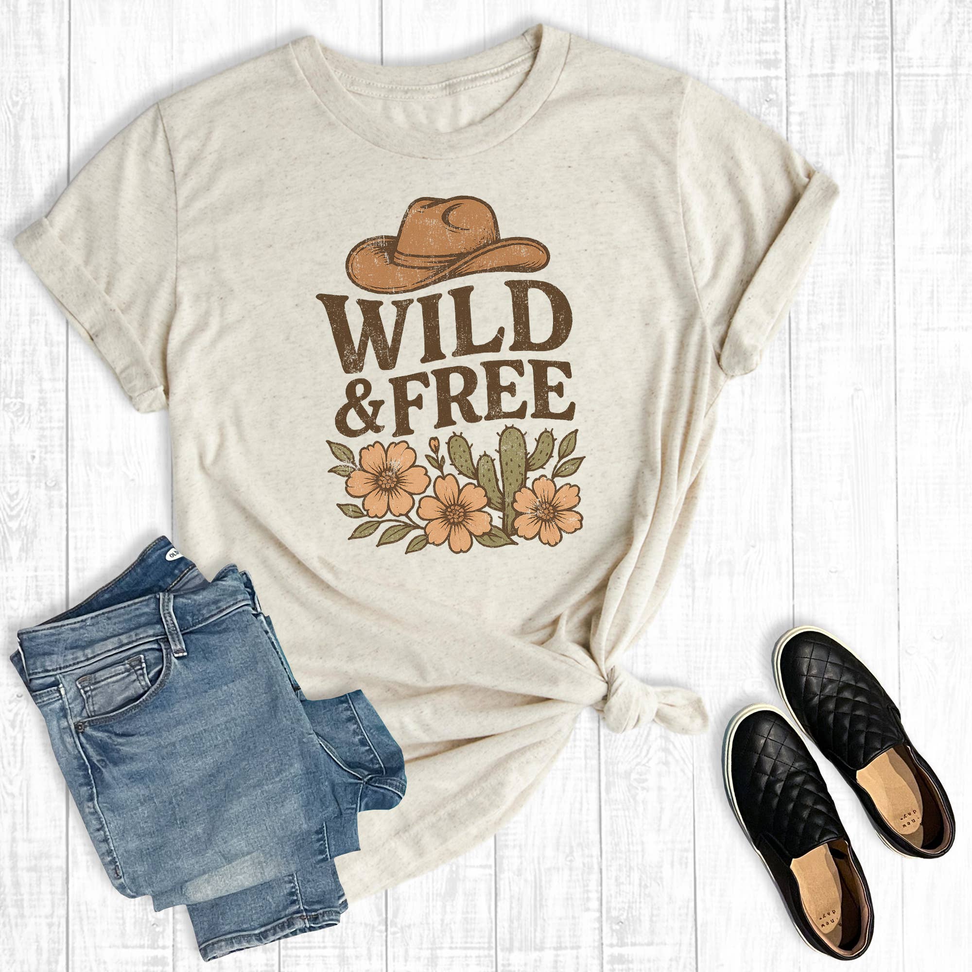 Western Boho Wild and Free Graphic - Adult & Kids T-Shirts, Sweatshirts & Hoodies apparel design preview 1