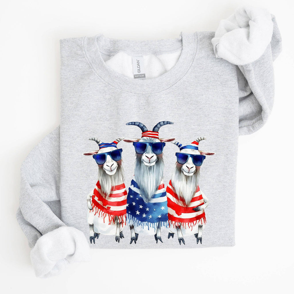 Patriotic Hippie Goats, Funny, 4th of July - Adult & Kids T-Shirts, Sweatshirts & Hoodies apparel design preview 1
