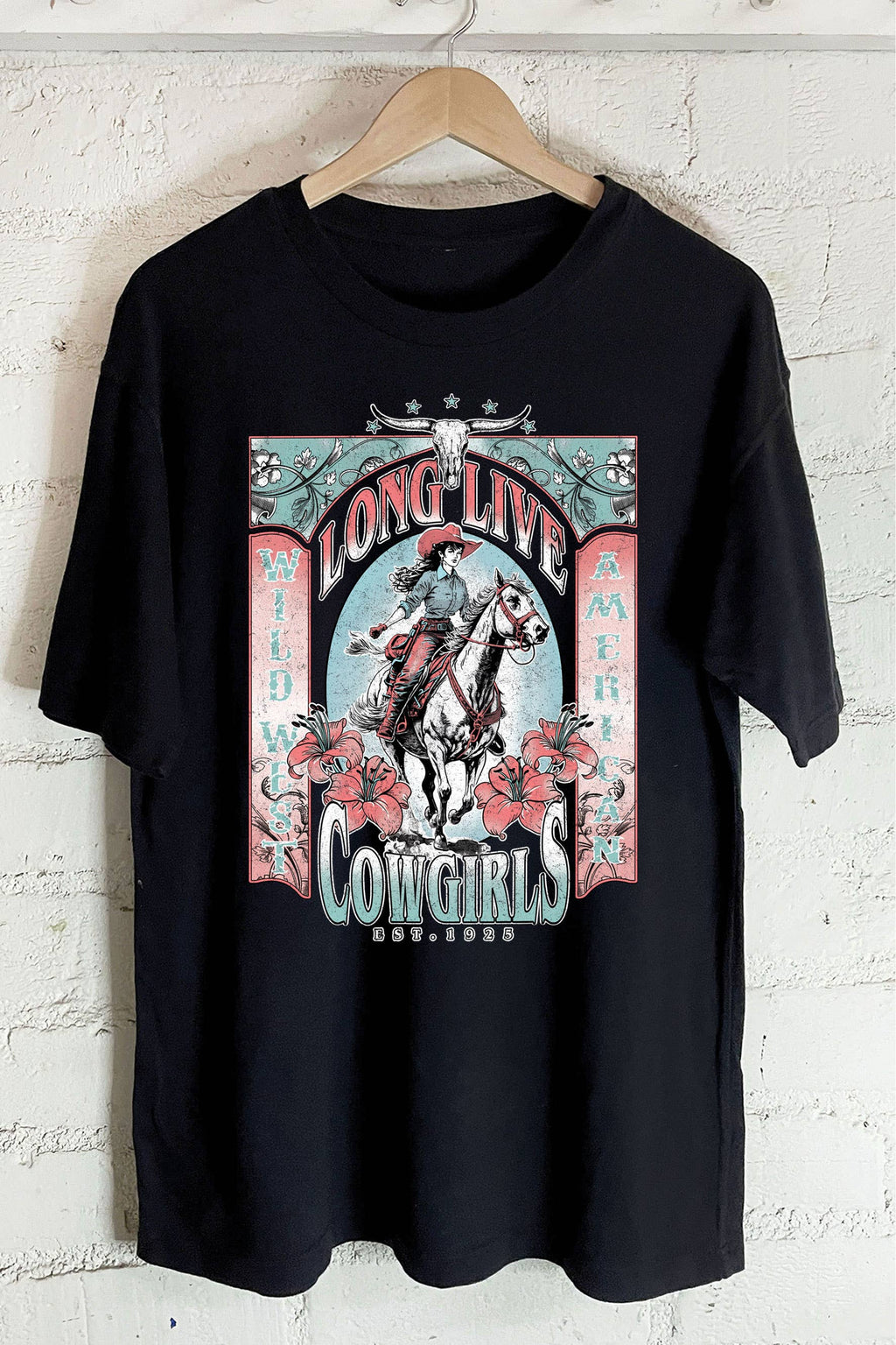 Long Live Cowgirls Flower Oversize Graphic - Adult & Kids T-Shirts, Sweatshirts & Hoodies apparel design preview 1