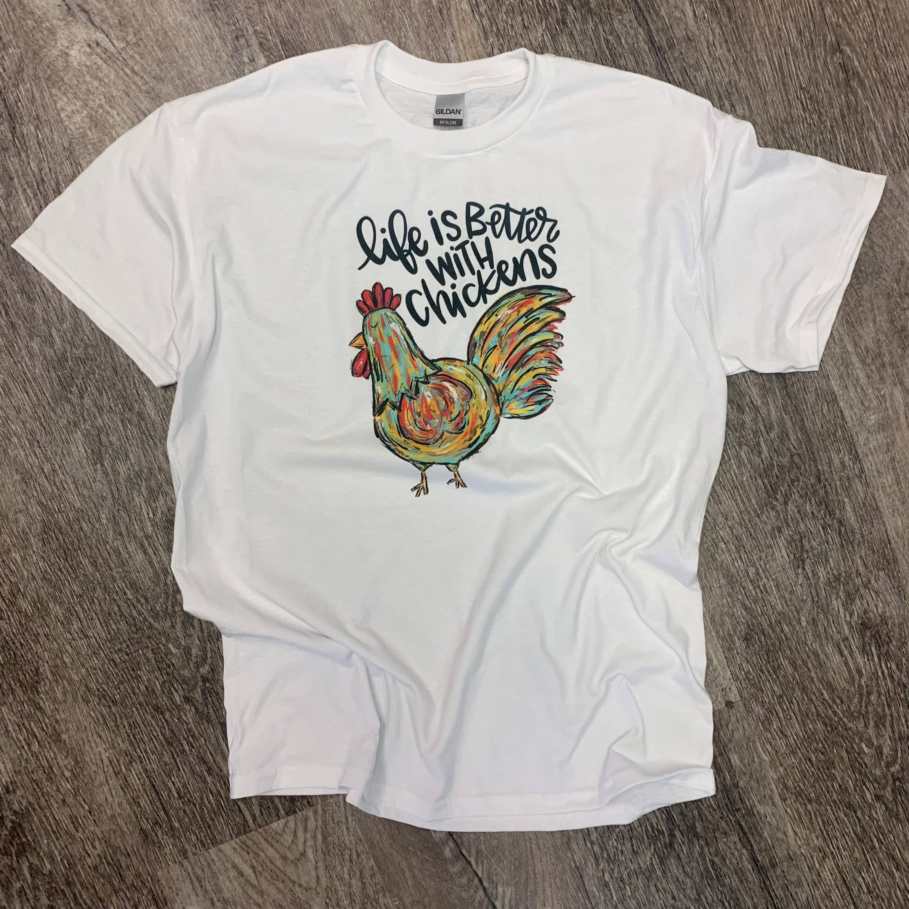 Life Is Better with Chickens On White - Adult & Kids T-Shirts, Sweatshirts & Hoodies apparel design preview 1
