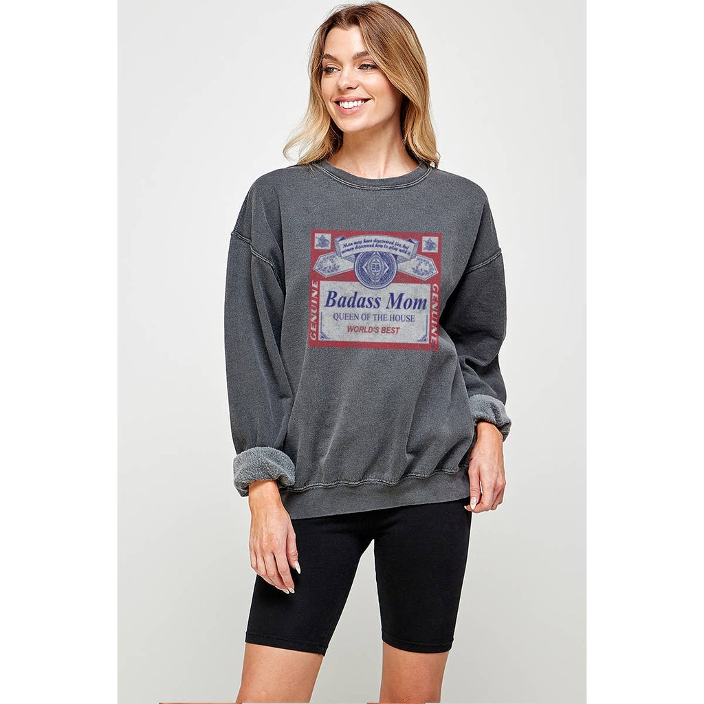 Badass Mom Graphic Pigment Dye - Adult & Kids T-Shirts, Sweatshirts & Hoodies apparel design preview 1