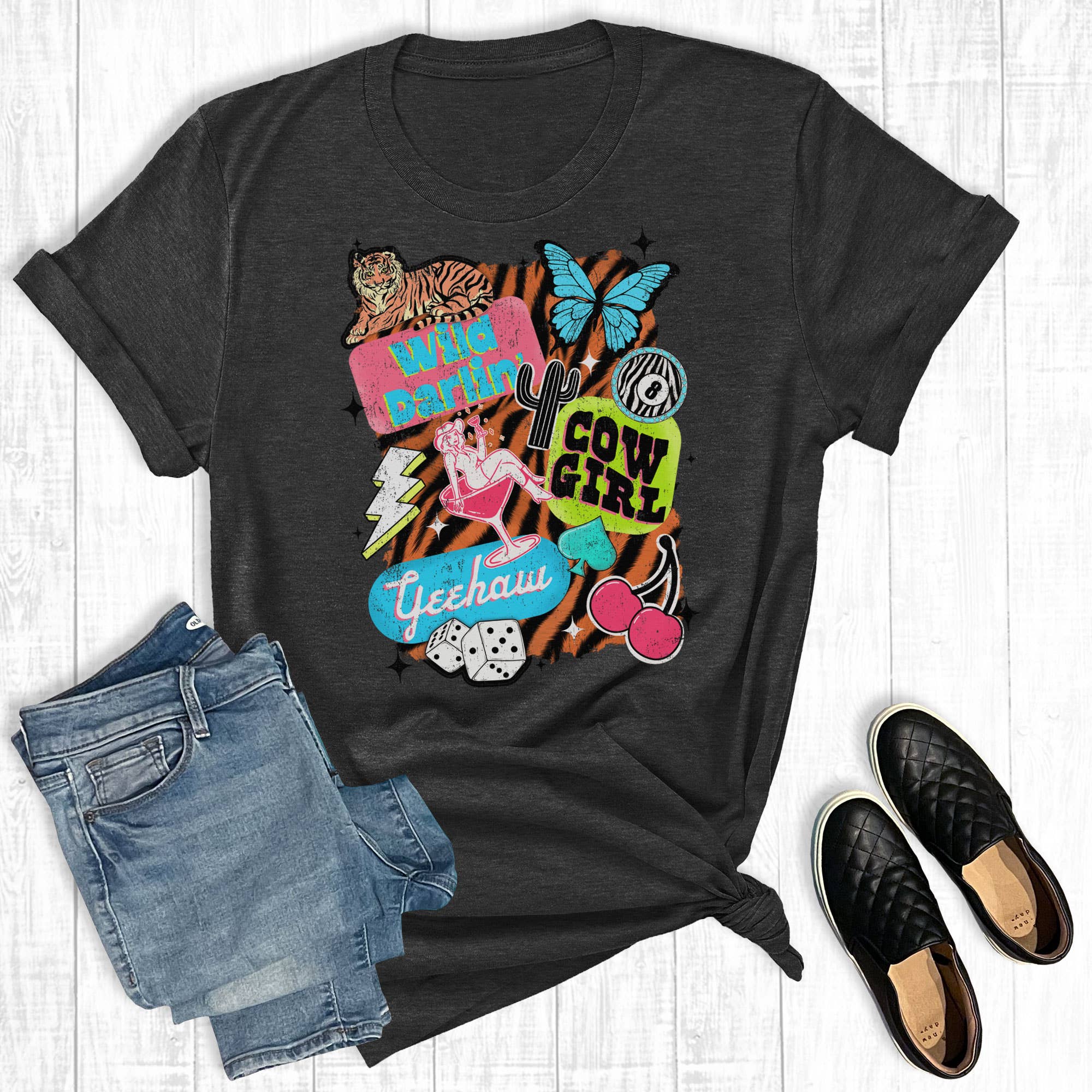 Western Darlin' Cowgirl Collage Graphic - Adult & Kids T-Shirts, Sweatshirts & Hoodies apparel design preview 1