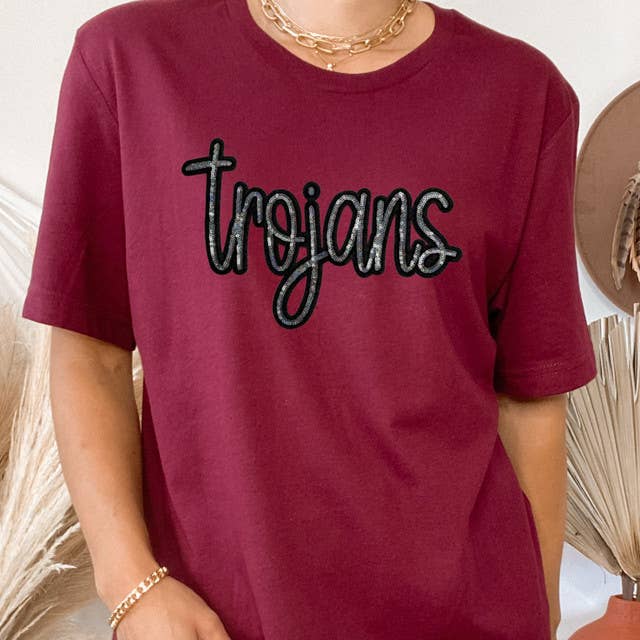 Trojans Sequin Patch Garnet Everyday - Adult & Kids T-Shirts, Sweatshirts & Hoodies apparel design preview 1