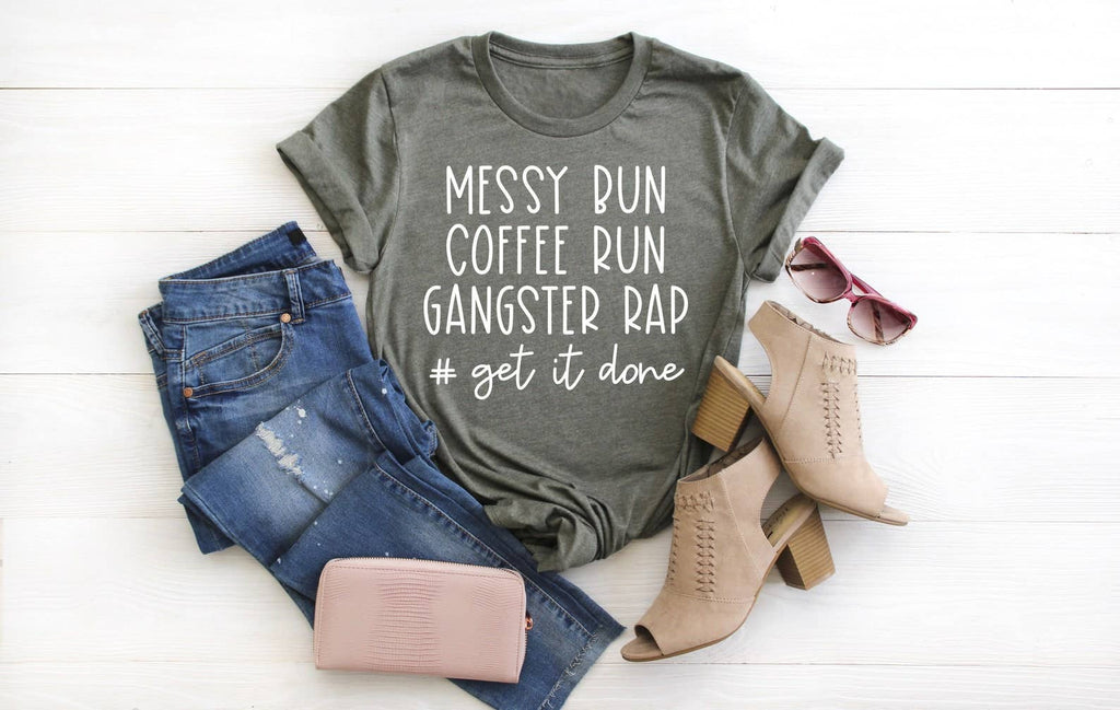 Messy Bun Coffee Run Gangsta Rap - Adult & Kids T-Shirts, Sweatshirts & Hoodies apparel design preview 1
