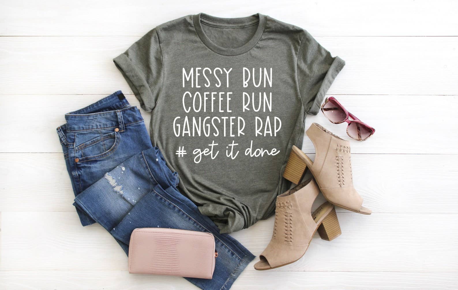 Messy Bun Coffee Run Gangsta Rap - Adult & Kids T-Shirts, Sweatshirts & Hoodies apparel design preview 1