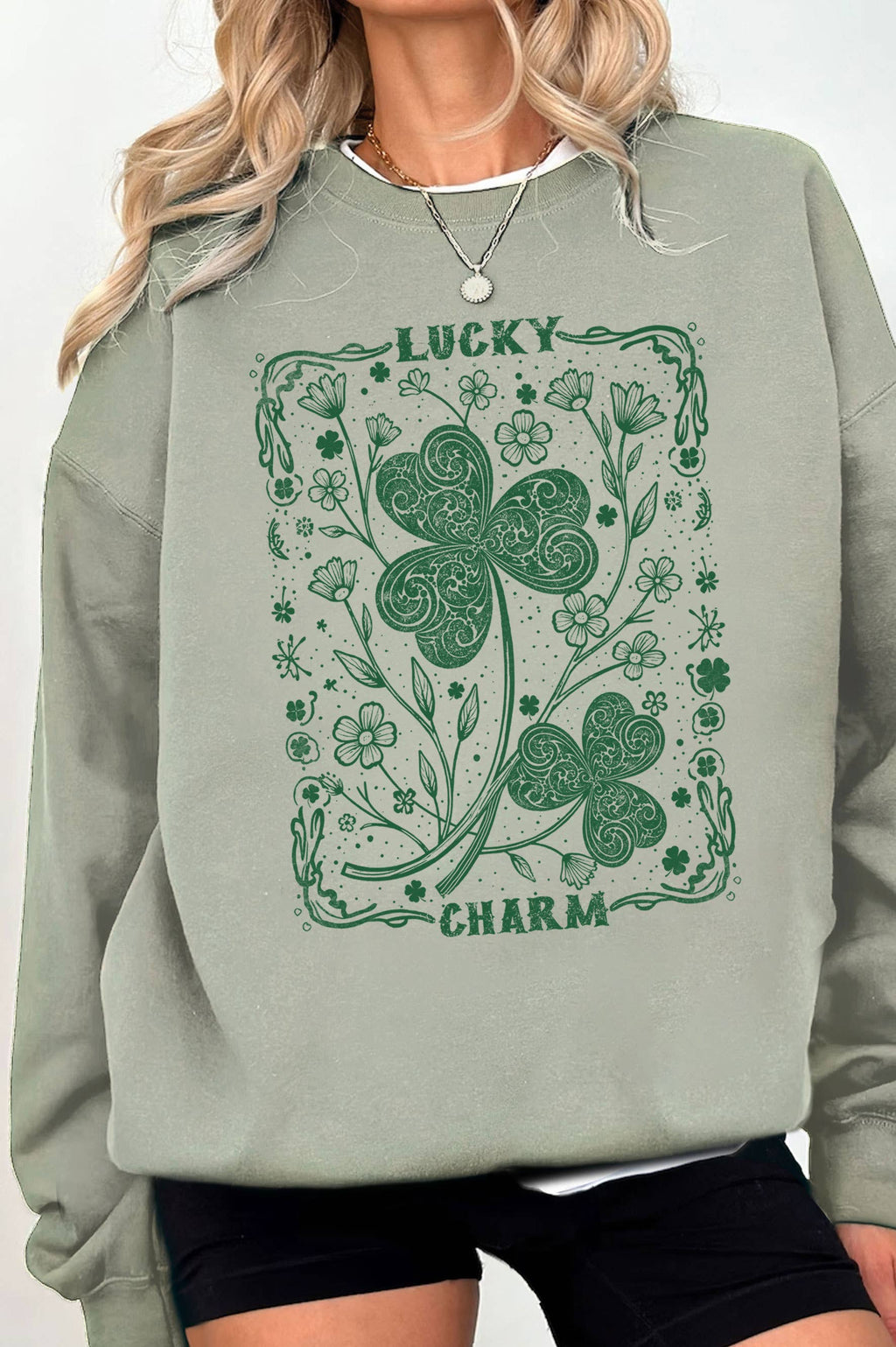 Lucky Charm Clover Graphic Brushed - Adult & Kids T-Shirts, Sweatshirts & Hoodies apparel design preview 1