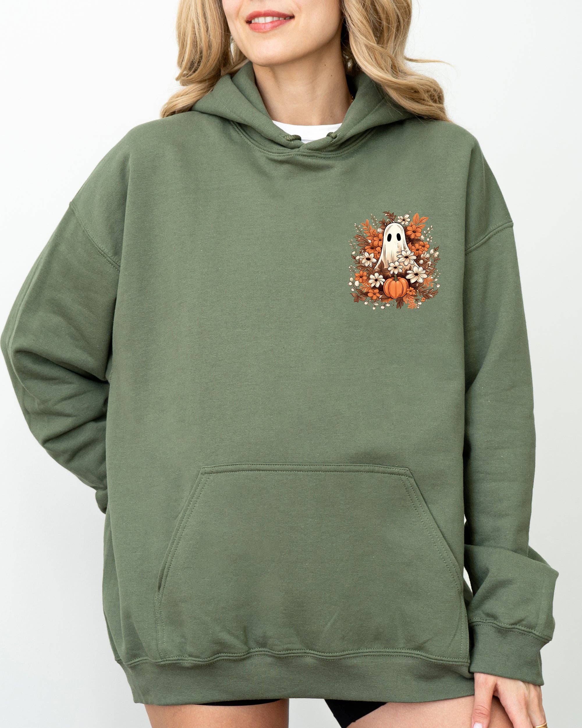 Floral Ghost, Pocket Skeleton Spooky Funny Halloween - Adult & Kids T-Shirts, Sweatshirts & Hoodies apparel design preview 1