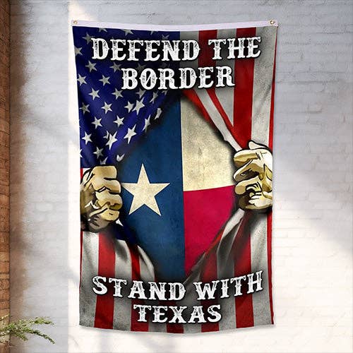 Texas Flag 5: Defend the Border Vertical - Adult & Kids T-Shirts, Sweatshirts & Hoodies apparel design preview 1