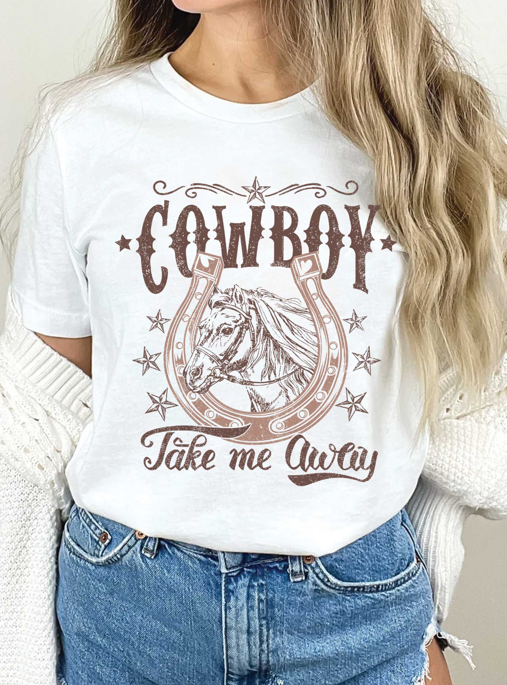 Cowboy Take Me Away Horse Shoe Graphic - Adult & Kids T-Shirts, Sweatshirts & Hoodies apparel design preview 1