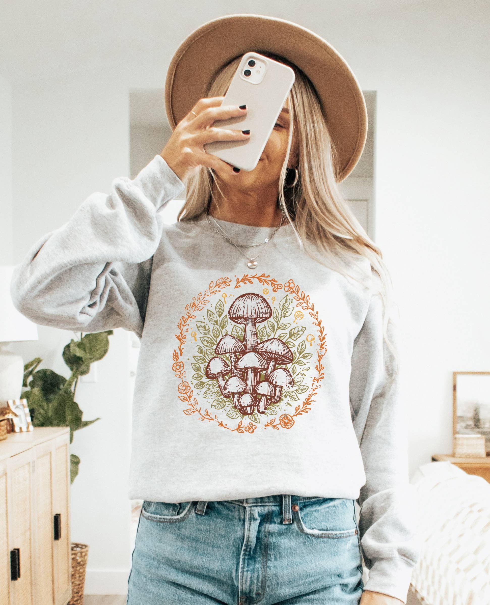 Vintage Autumn Mushrooms Crew Neck - Adult & Kids T-Shirts, Sweatshirts & Hoodies apparel design preview 1