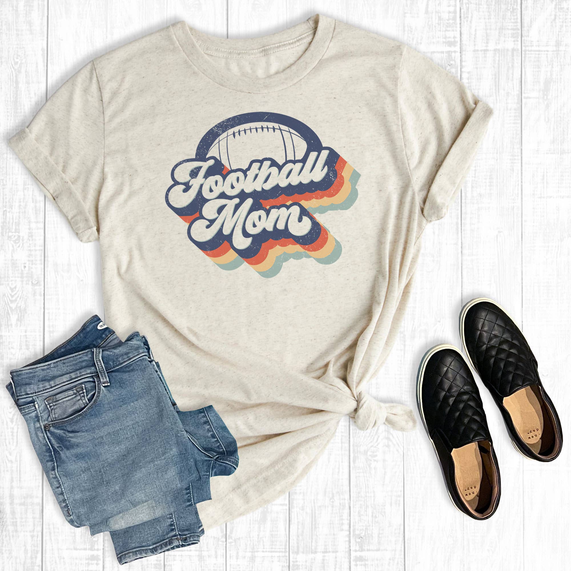 Vintage Football Mom - Adult & Kids T-Shirts, Sweatshirts & Hoodies apparel design preview 1