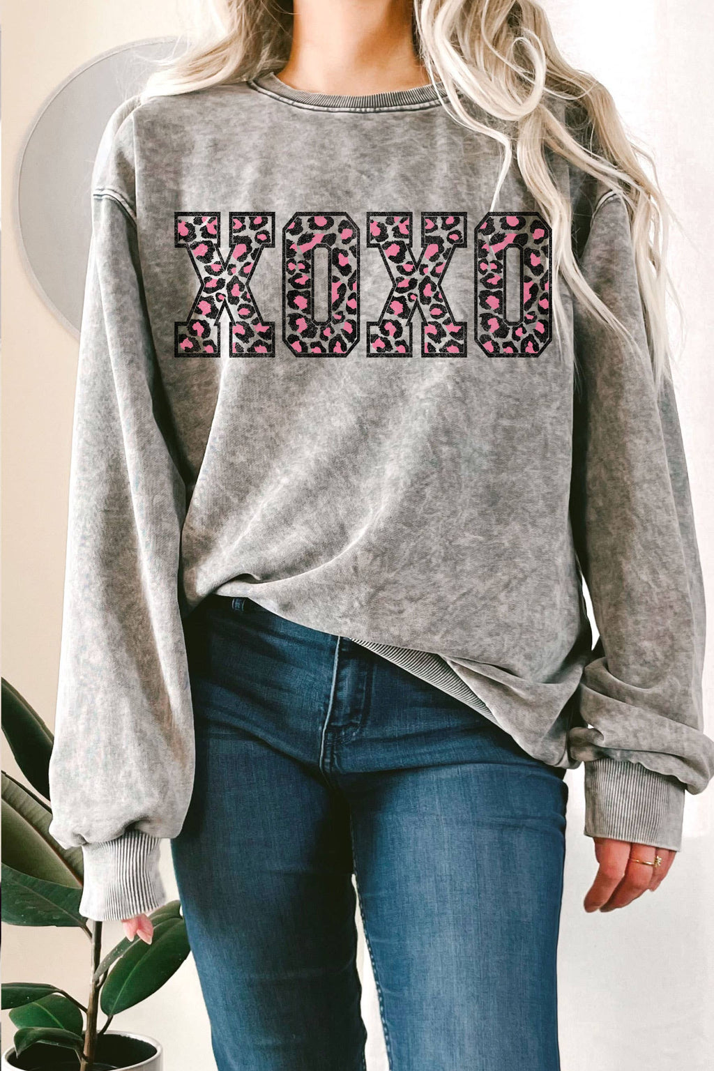 Xoxo Leopard Valentine's Mineral Graphic Terry - Adult & Kids T-Shirts, Sweatshirts & Hoodies apparel design preview 1