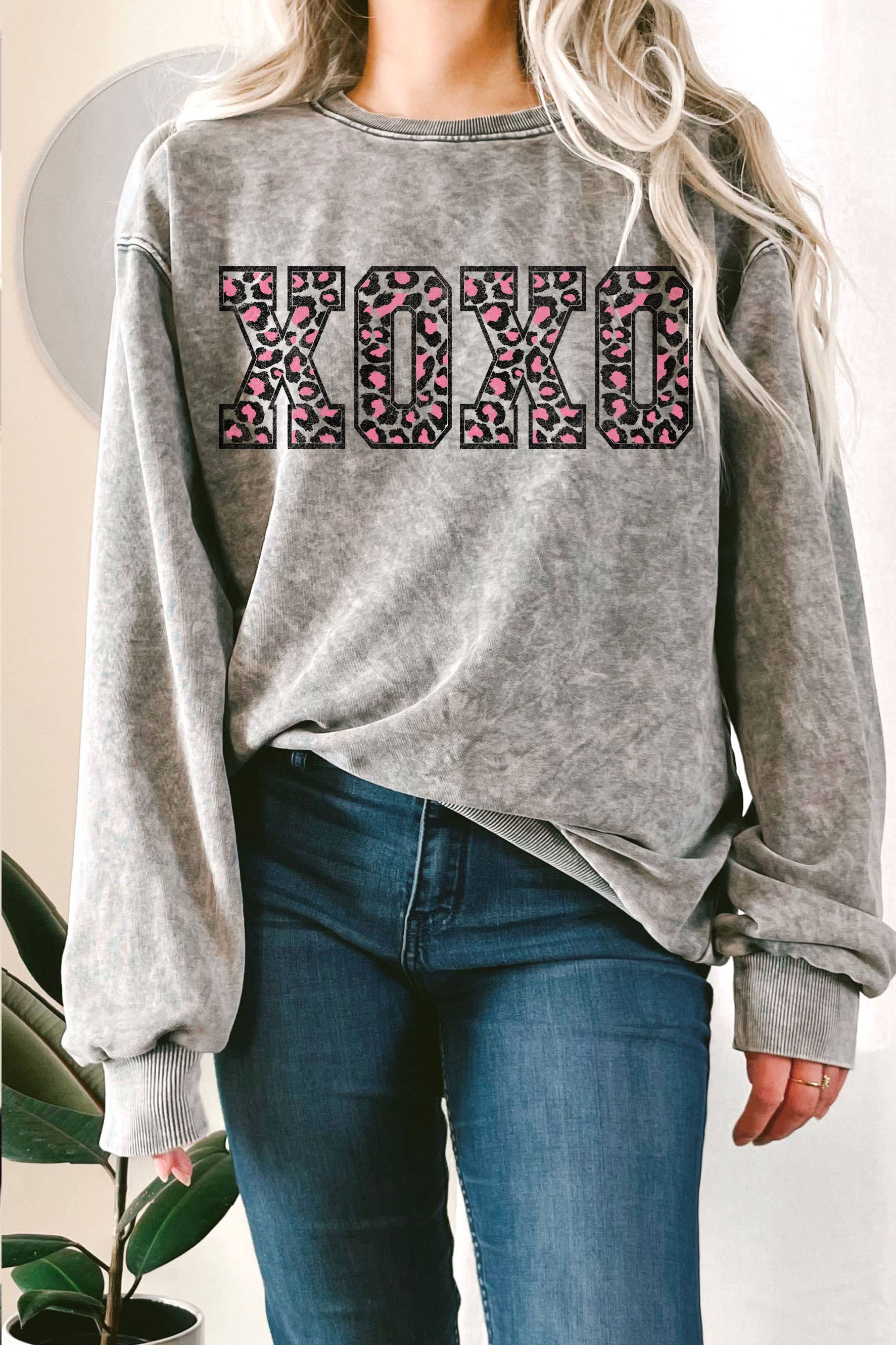 Xoxo Leopard Valentine's Mineral Graphic Terry - Adult & Kids T-Shirts, Sweatshirts & Hoodies apparel design preview 1