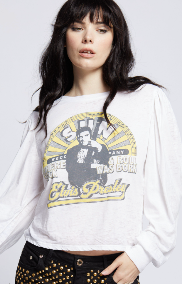 302528 1130 Elvis X Sun Record Ls Burn Out - Adult & Kids T-Shirts, Sweatshirts & Hoodies apparel design preview 1