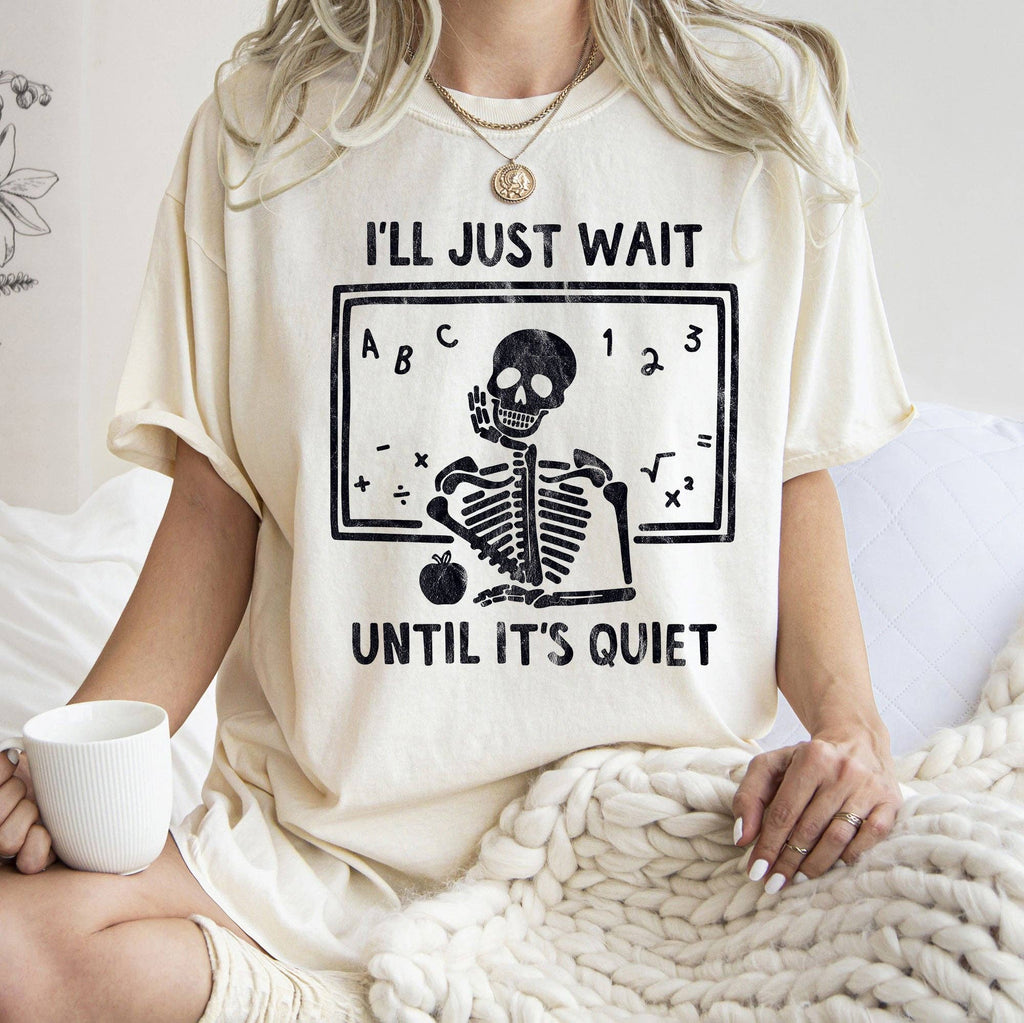 I'll Just Wait Teacher Retro Halloween Black Print - Adult & Kids T-Shirts, Sweatshirts & Hoodies apparel design preview 1