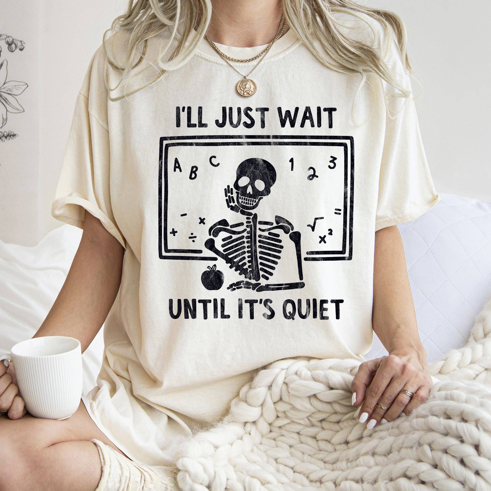 I'll Just Wait Teacher Retro Halloween Black Print - Adult & Kids T-Shirts, Sweatshirts & Hoodies apparel design preview 1