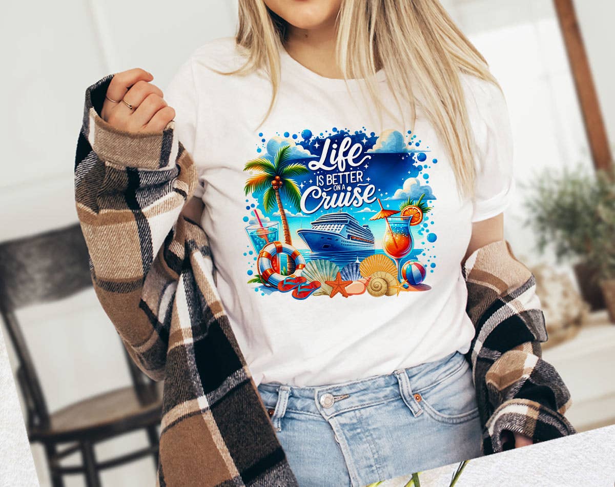 Life Is Better On A Cruise Beach Boat Graphic - Adult & Kids T-Shirts, Sweatshirts & Hoodies apparel design preview 1