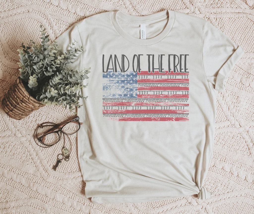 Land of the Free American Flag Patriotic - Adult & Kids T-Shirts, Sweatshirts & Hoodies apparel design preview 1