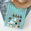 Colorful Rabbit Breeds, Rabbits in A Row, Easter - Adult & Kids T-Shirts, Sweatshirts & Hoodies apparel design preview 1