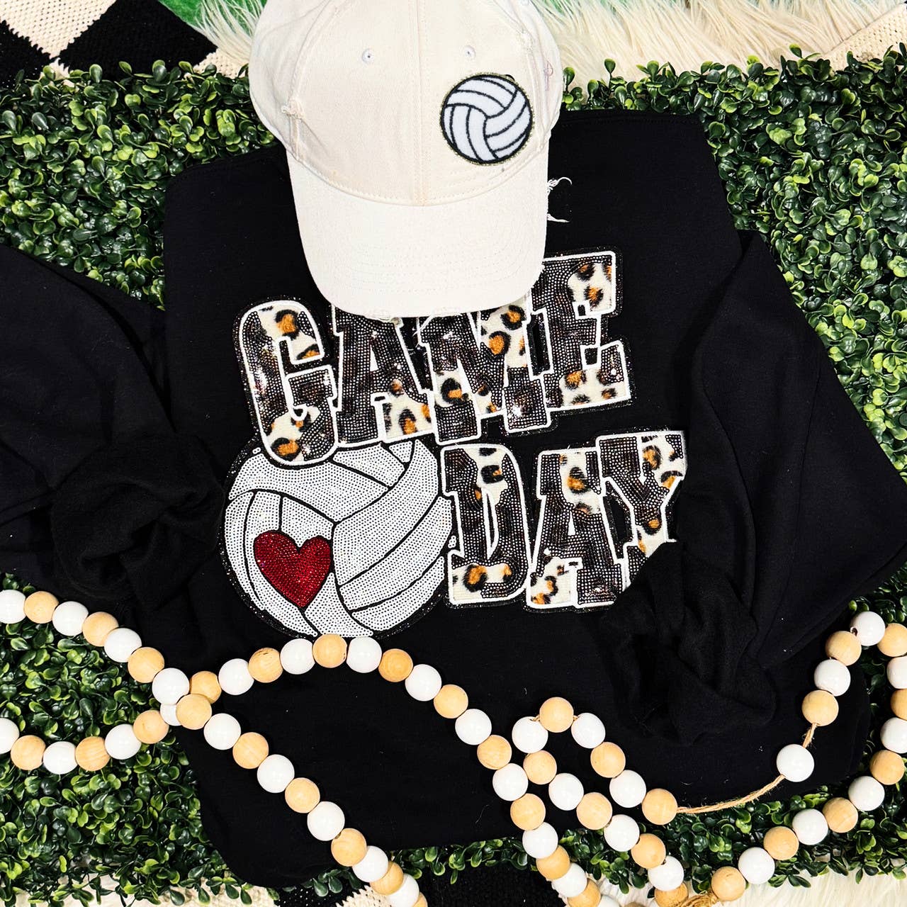 Volleyball Leopard Sequins - Adult & Kids T-Shirts, Sweatshirts & Hoodies apparel design preview 1