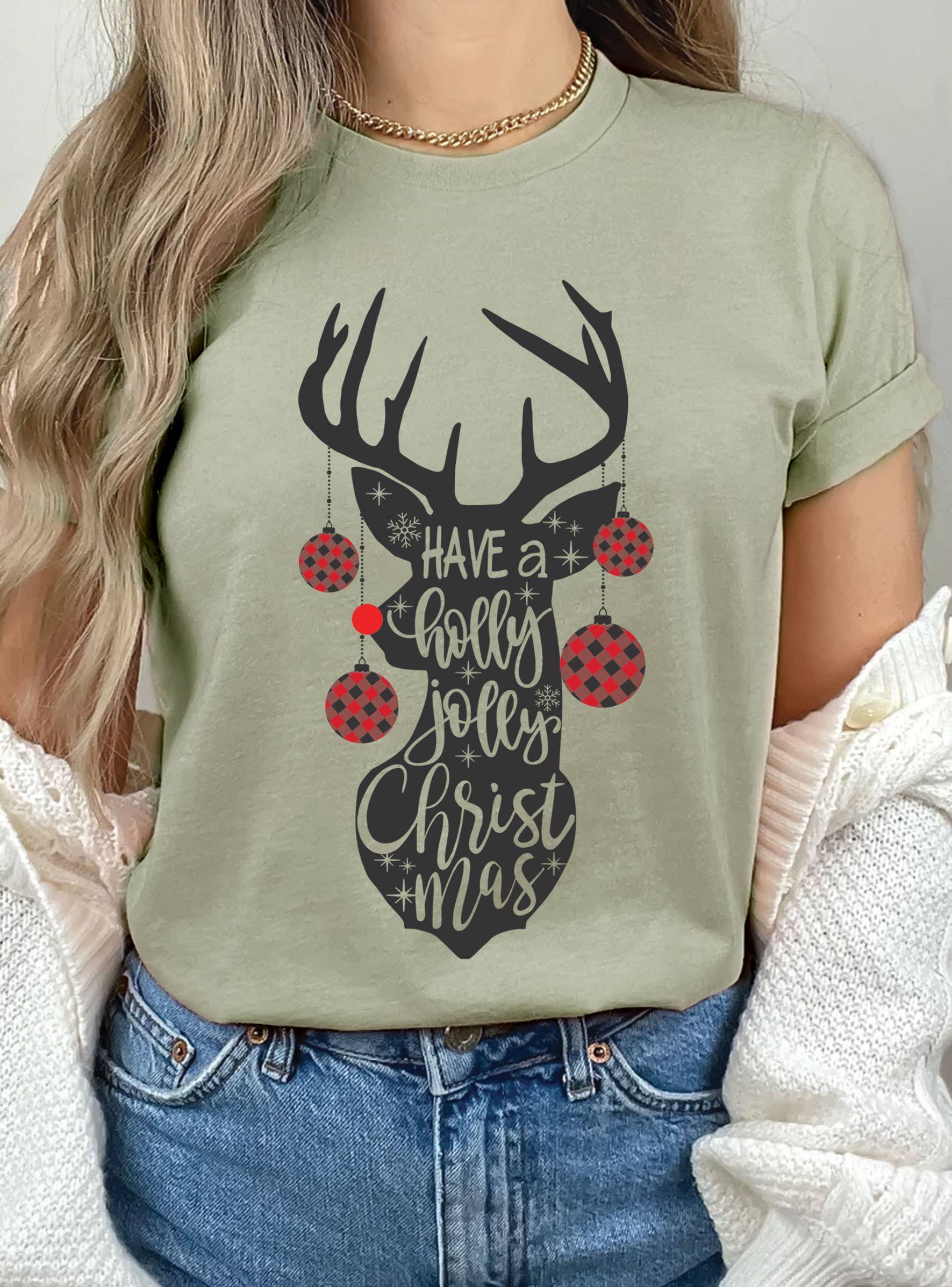 Have A Holly Jolly Deer Graphic - Adult & Kids T-Shirts, Sweatshirts & Hoodies apparel design preview 1