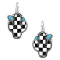 Checkered Pattern Cactus Shape Hook Earrings - Adult & Kids T-Shirts, Sweatshirts & Hoodies apparel design preview 1