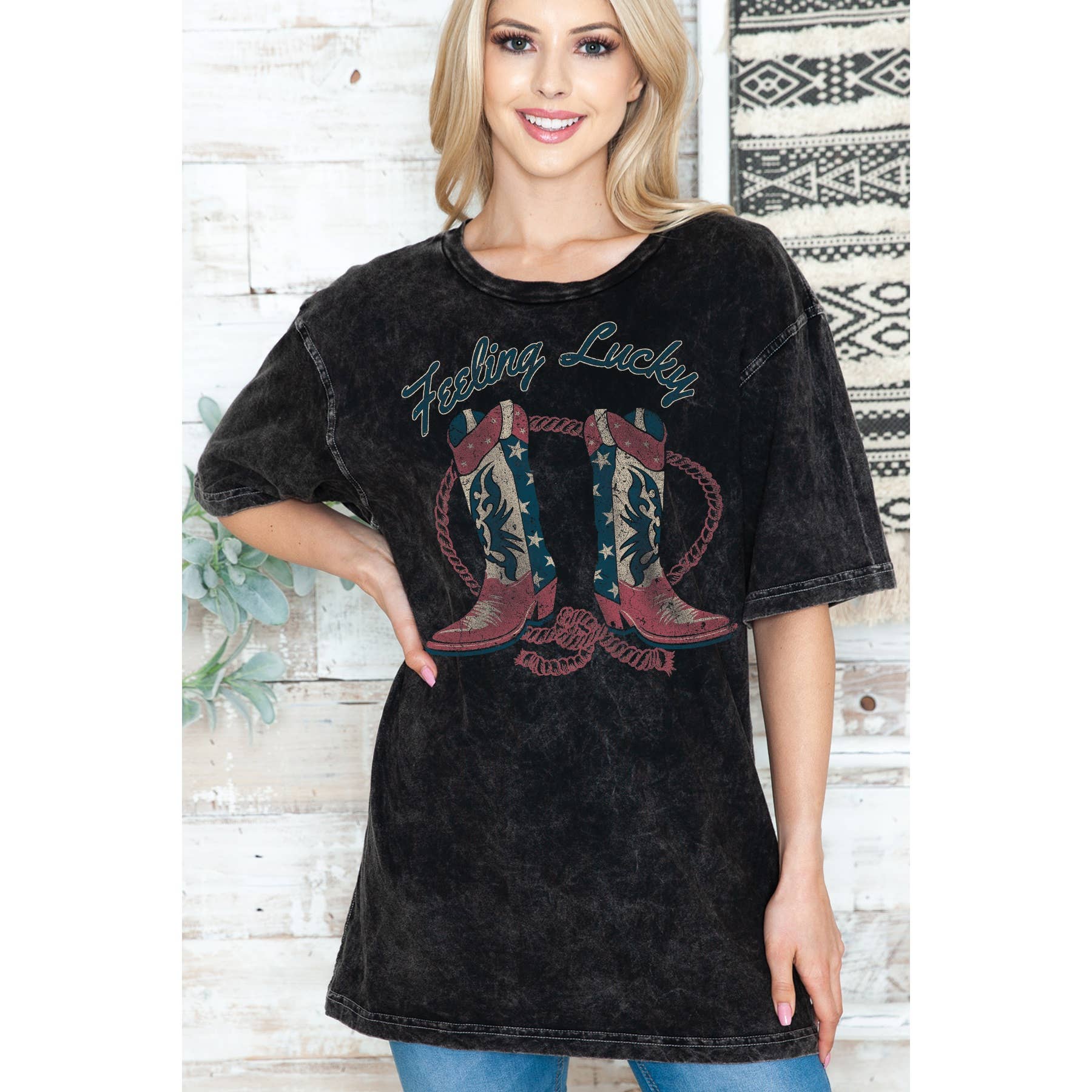 Feeling Lucky Unisex Oversized Mineral Wash - Adult & Kids T-Shirts, Sweatshirts & Hoodies apparel design preview 1