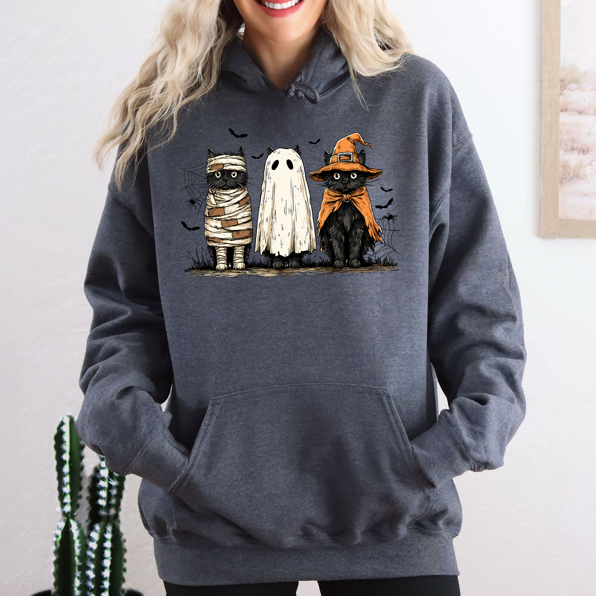 Black Cats, Boo, Ghost Halloween, Gothic Mama Autumn - Adult & Kids T-Shirts, Sweatshirts & Hoodies apparel design preview 1