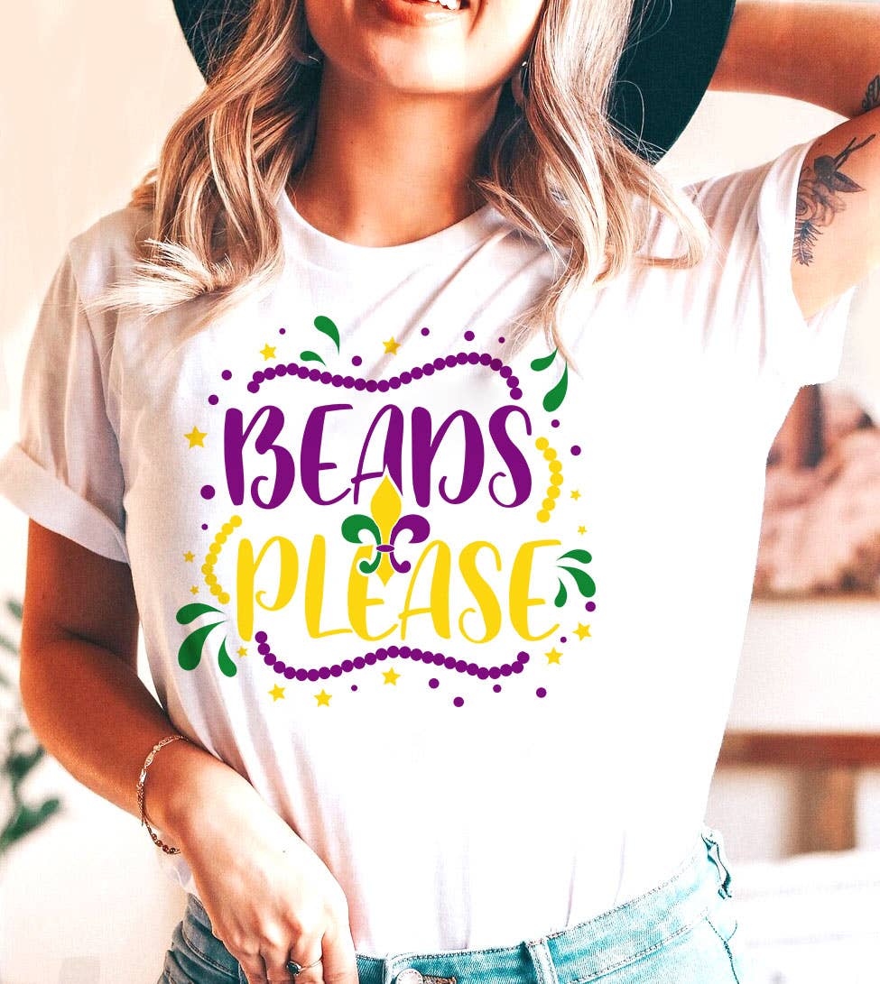Beads Please Mardi Gras Fun Party Cute Nola - Adult & Kids T-Shirts, Sweatshirts & Hoodies apparel design preview 1