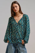 Floral Print Drawstring Neck Billowy Blouse - Adult & Kids T-Shirts, Sweatshirts & Hoodies apparel design preview 1