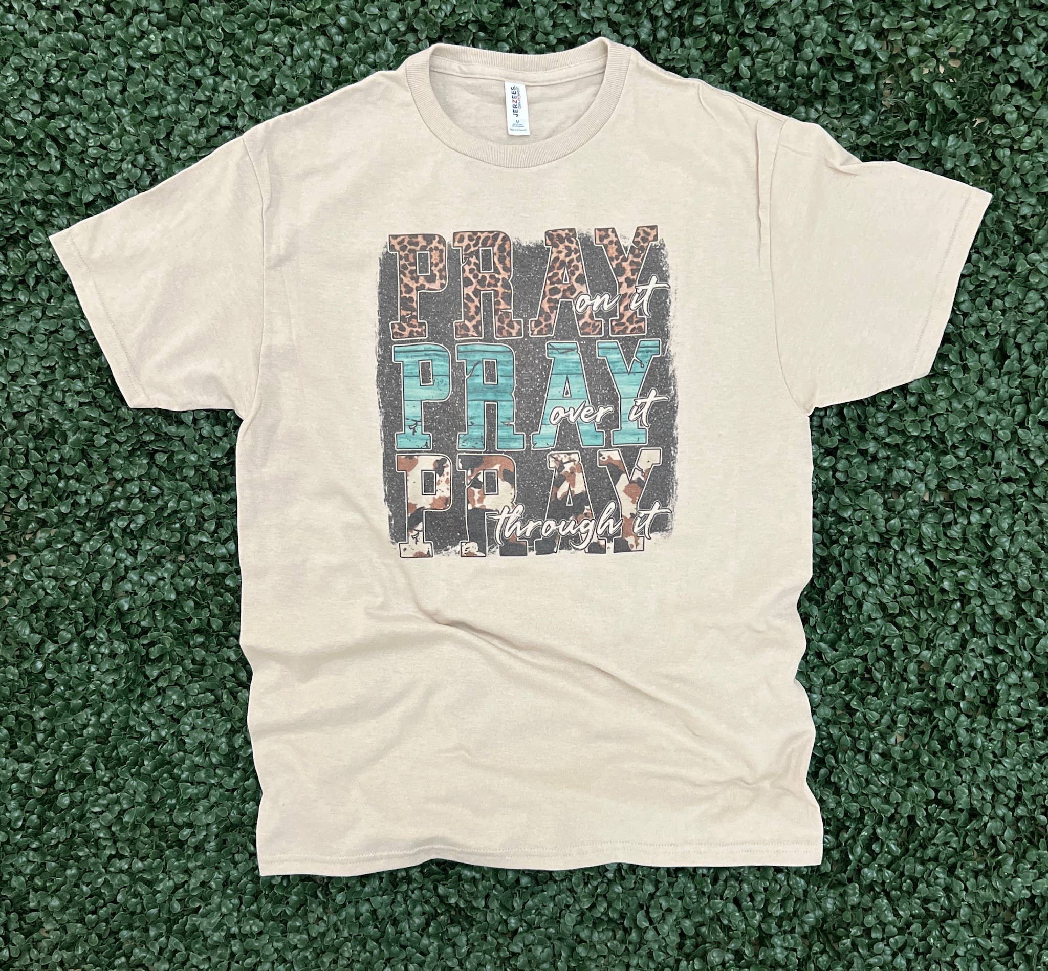 Pray On It Over Multi-Print Tultex Sand - Adult & Kids T-Shirts, Sweatshirts & Hoodies apparel design preview 1