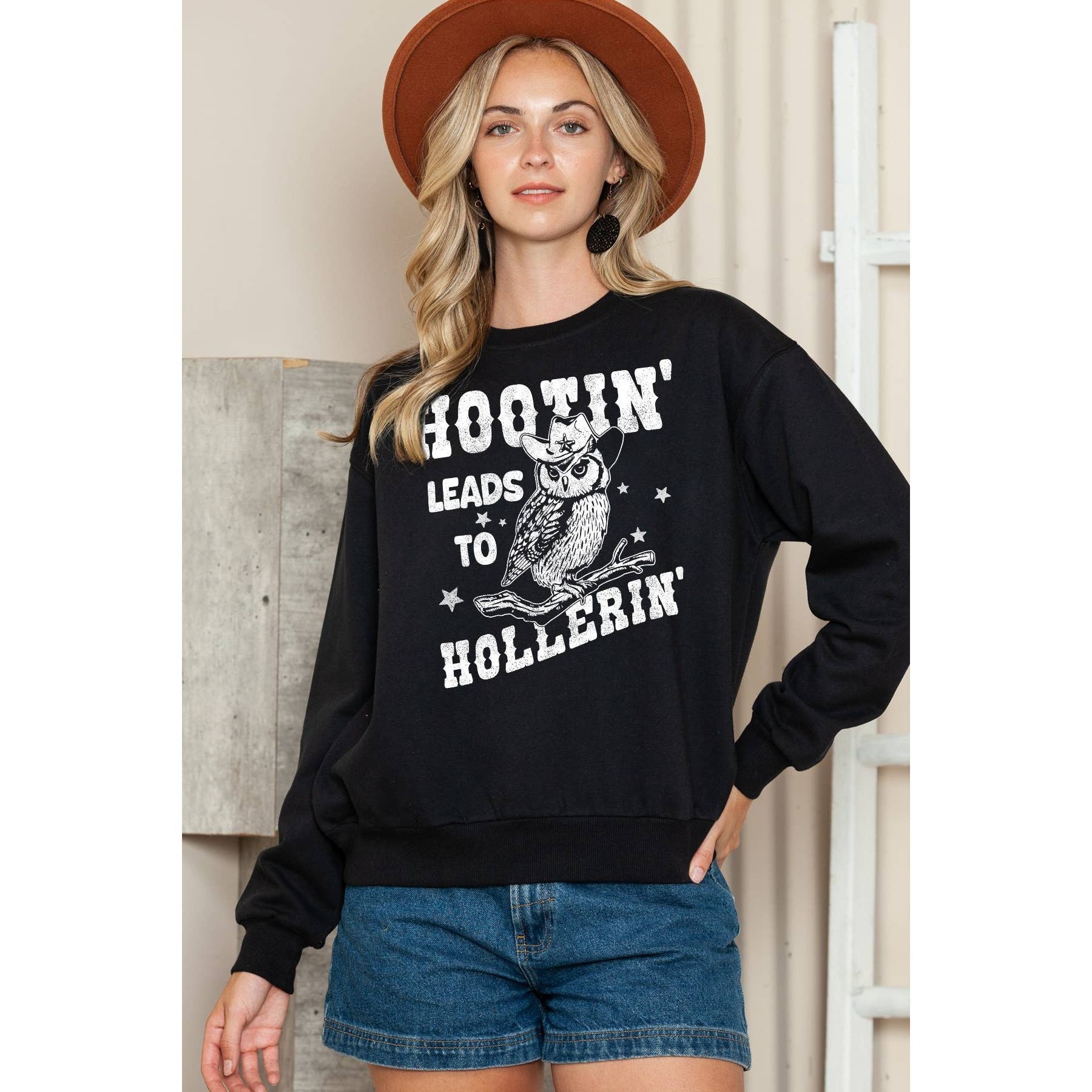 Hootin Leads To Hollerin Crewneck - Adult & Kids T-Shirts, Sweatshirts & Hoodies apparel design preview 1