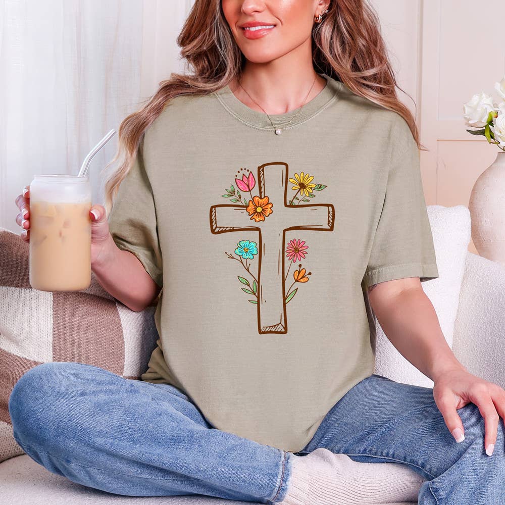 Floral Cross - Adult & Kids T-Shirts, Sweatshirts & Hoodies apparel design preview 1