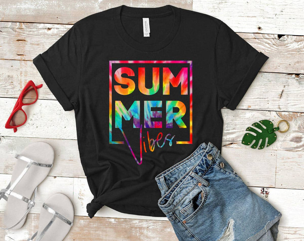 Summer Vibes Tie Dyed Beach Life Vacation - Adult & Kids T-Shirts, Sweatshirts & Hoodies apparel design preview 1