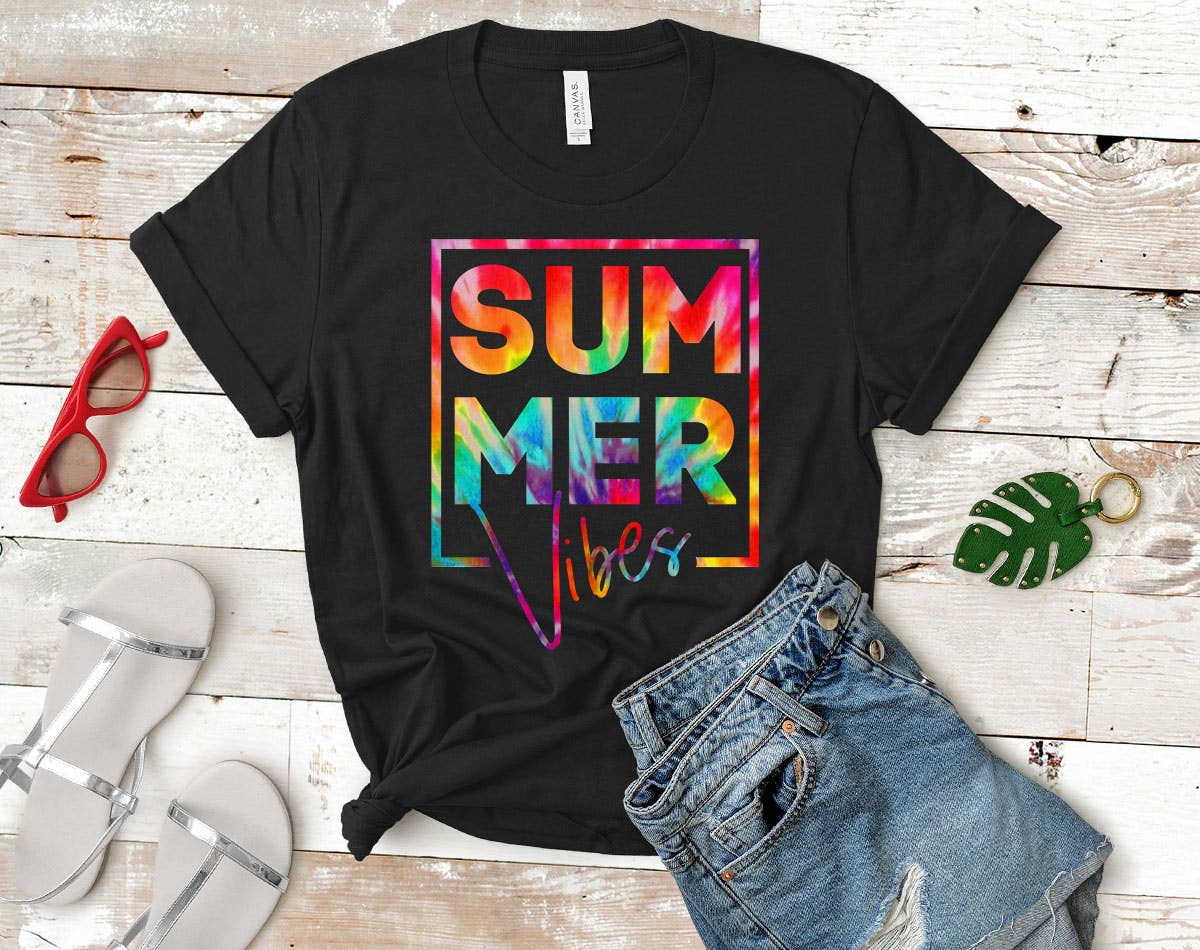 Summer Vibes Tie Dyed Beach Life Vacation - Adult & Kids T-Shirts, Sweatshirts & Hoodies apparel design preview 1