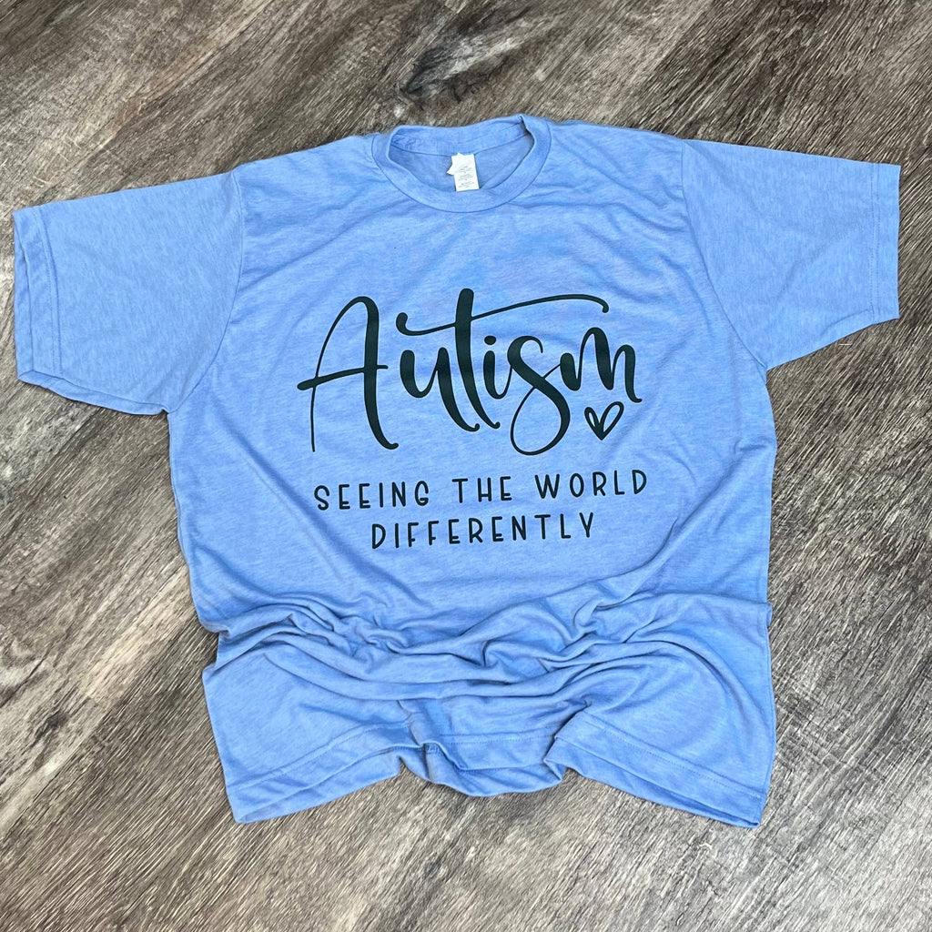 Autism Seeing the World Differently On Athletic Blue - Adult & Kids T-Shirts, Sweatshirts & Hoodies apparel design preview 1