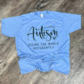 Autism Seeing the World Differently On Athletic Blue - Adult & Kids T-Shirts, Sweatshirts & Hoodies apparel design preview 1